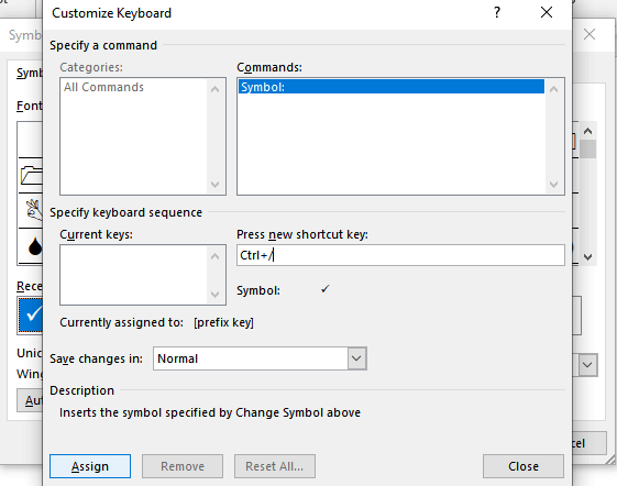 Assign Keyboard Shortcut-Check Mark Symbol on Keyboard