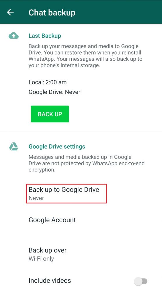 Backup WhatsApp