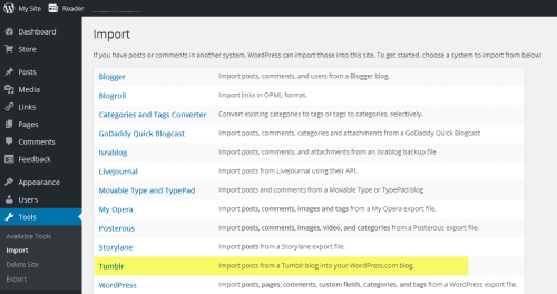 Select Tools & Import option.