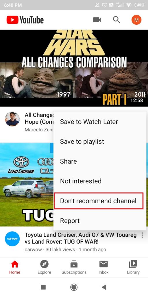 Block YouTube Channels