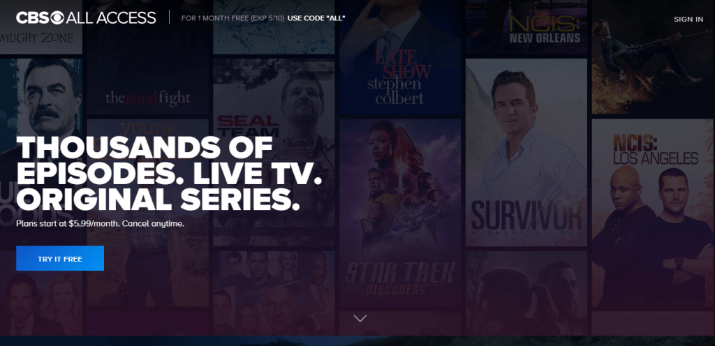 Click Sign In  to Cancel CBS All Access