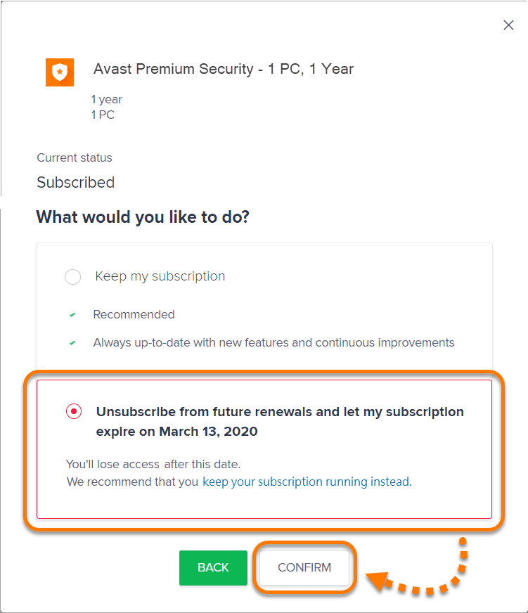 Cancel Avast Subscription