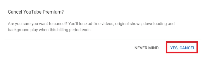 Cancel YouTube Premium