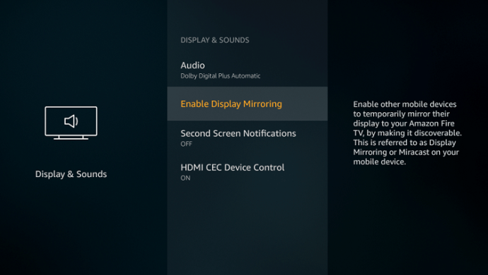 Enable Display Mirroring