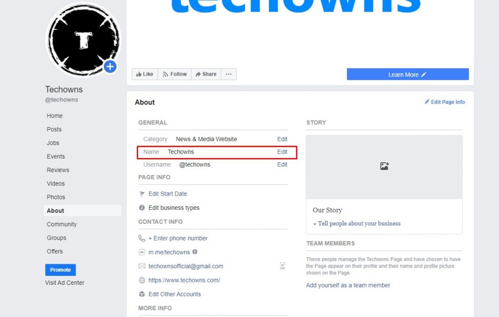 How to Change Facebook Page Name?