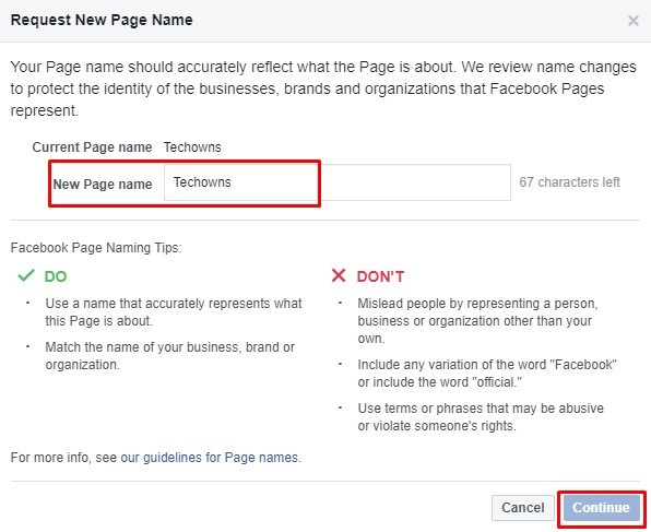 How to Change Facebook Page Name?