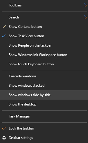 Choose Show windows side by side