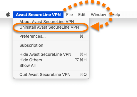 Choose Uninstall Avast SecureLine VPN