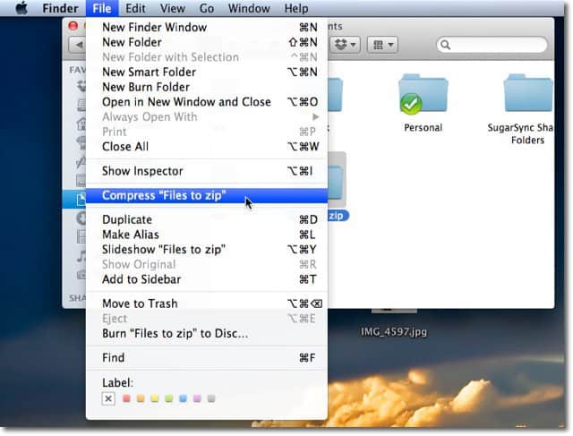 Create a Zip File on Mac