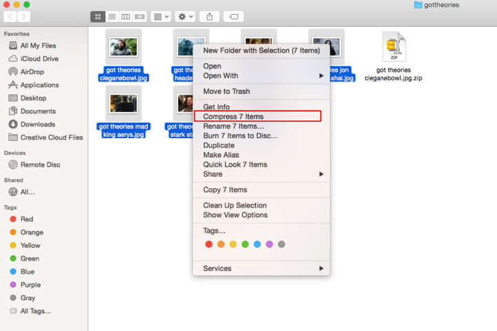 Create a Zip File on Mac