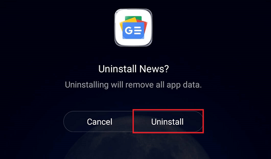 Tap Uninstall