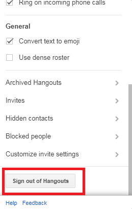 Delete Hangouts Account