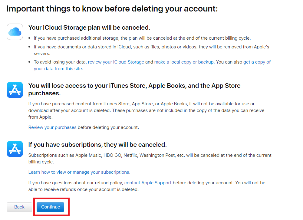 Delete iCloud Account
