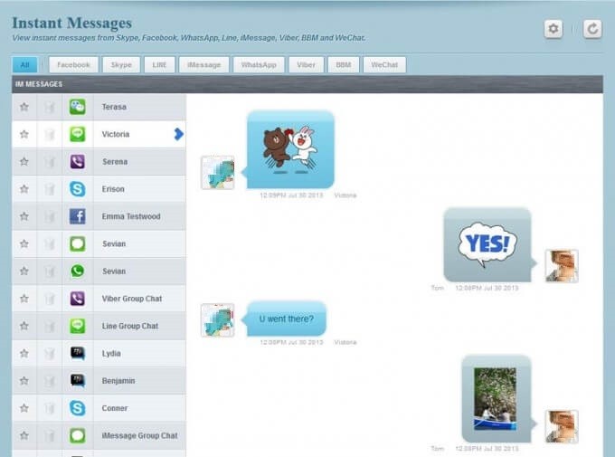 FlexiSPY Instant Message Recording Screenshot