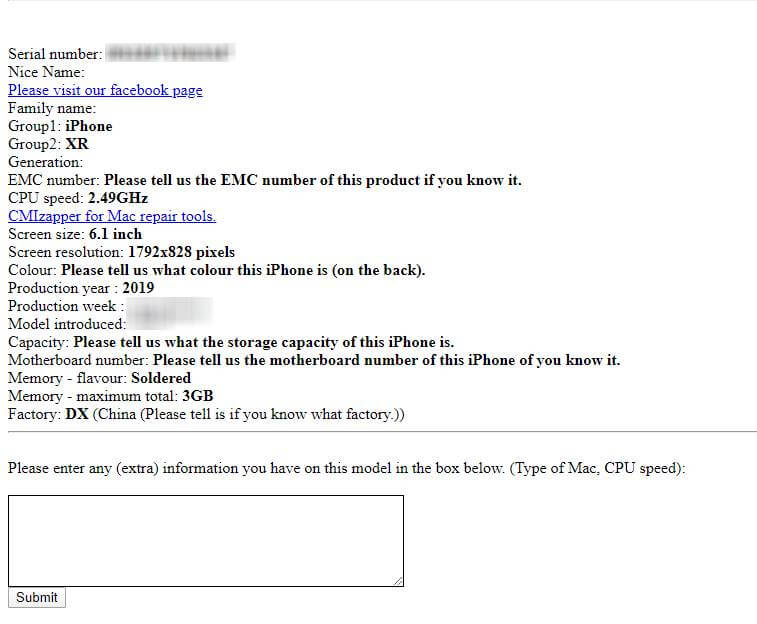 View Serial number to determine the age of your iPhone