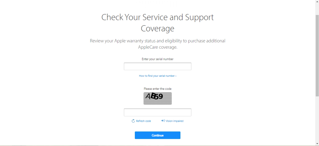 Visit Apple Check Coverage website