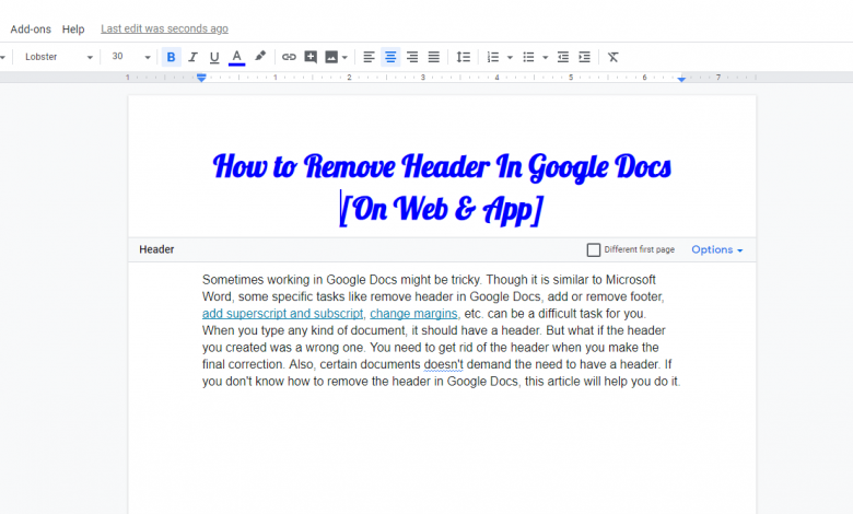 How to Remove Header In Google Docs