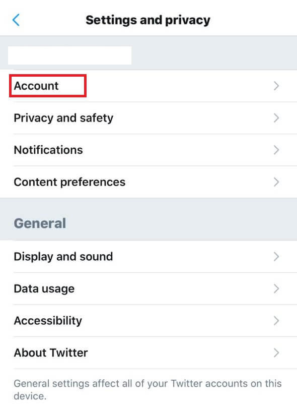 tap Account option