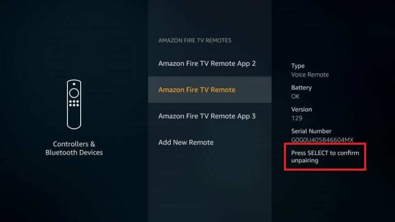 Unpair Firestick Remote