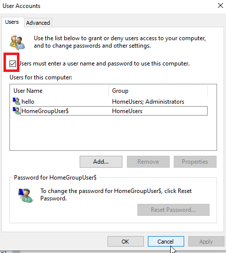 Turn Off Password on Windows 10 Computer