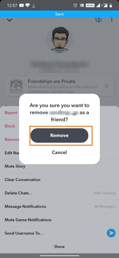 Remove Friends on Snapchat