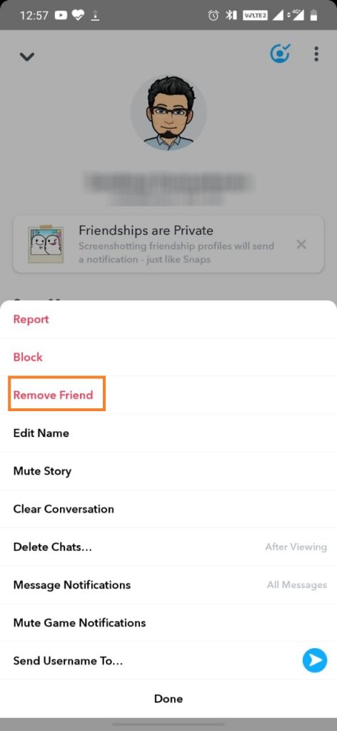 Remove Friends on Snapchat