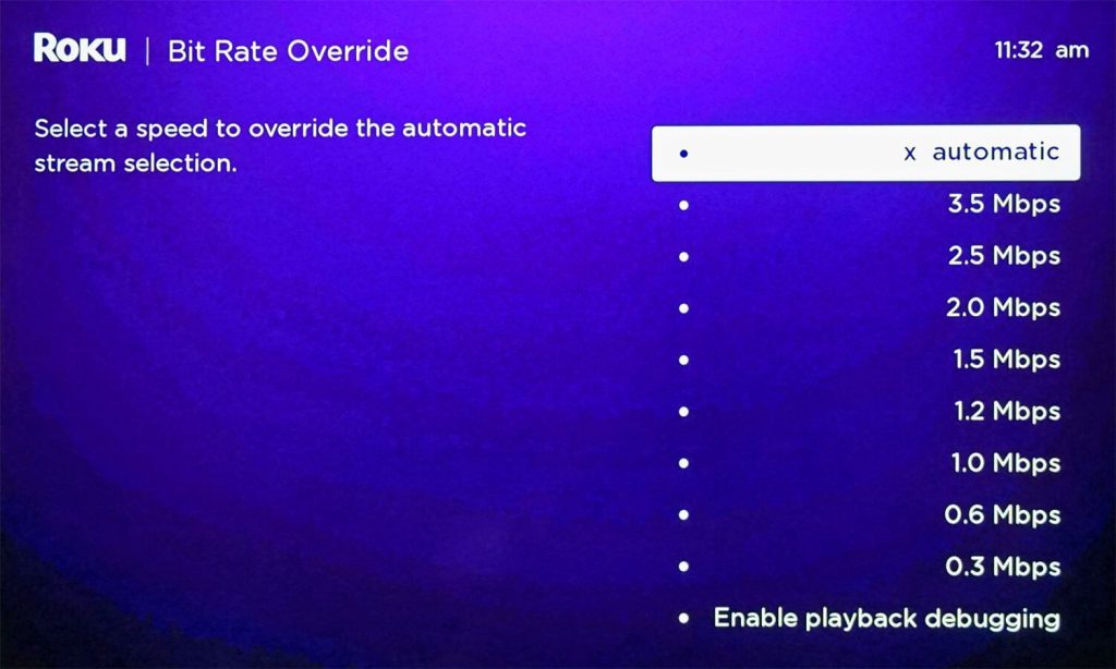 Roku Secret Menu to Check Bitrate