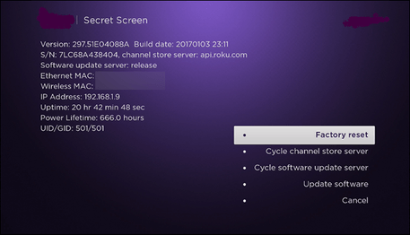 Roku Secret Menu to Factory Reset