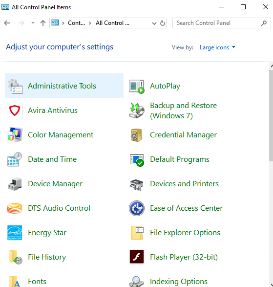 Select Administrative Tools