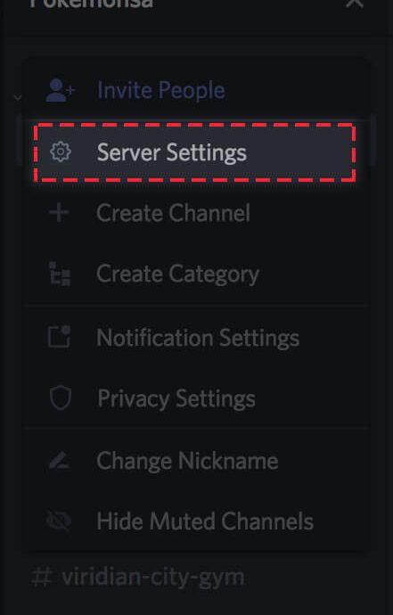 Select Server Settings