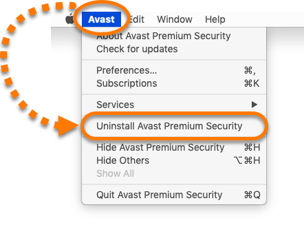Select Uninstall Avast Premium Security