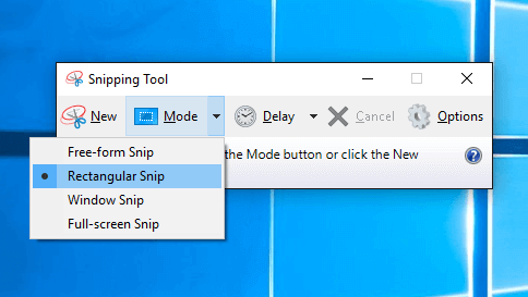 Click New and choose snip type