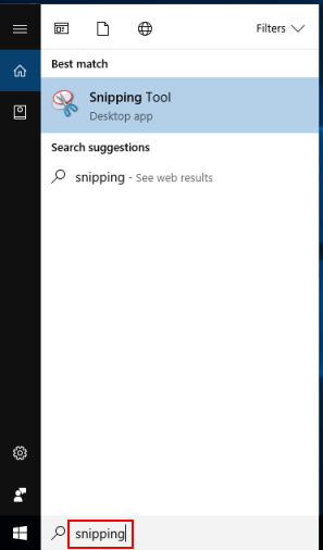 Go to Snipping tool