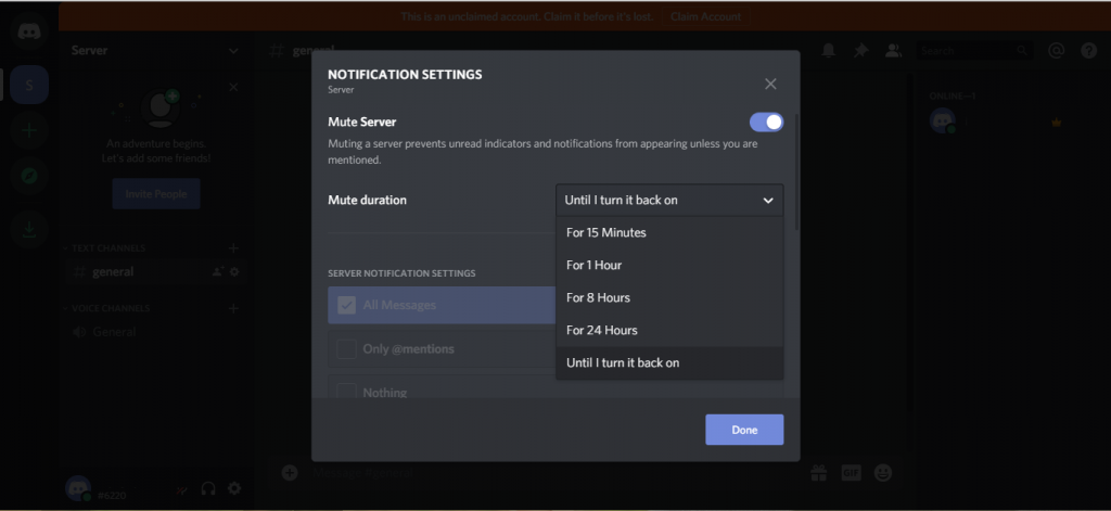 Mute duration