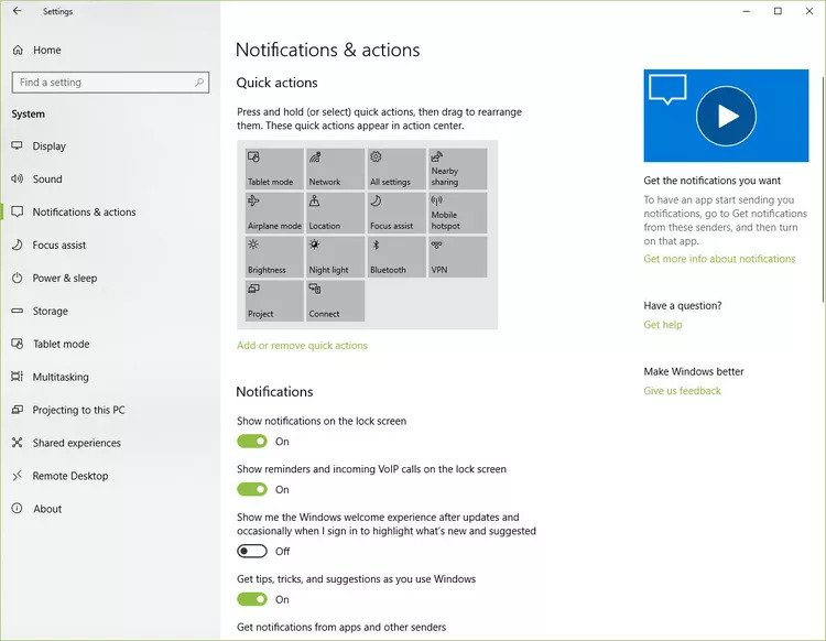 Turn Off Notifications on Windows 10