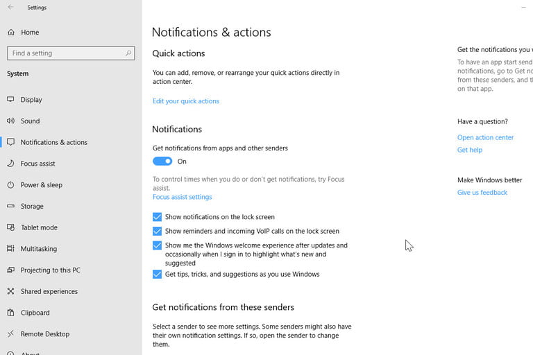 Turn Off Notifications on Windows 10