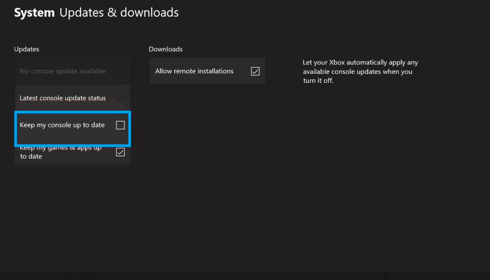 Unckeck to Disable Auto Update-Xbox One Turns On by Itself