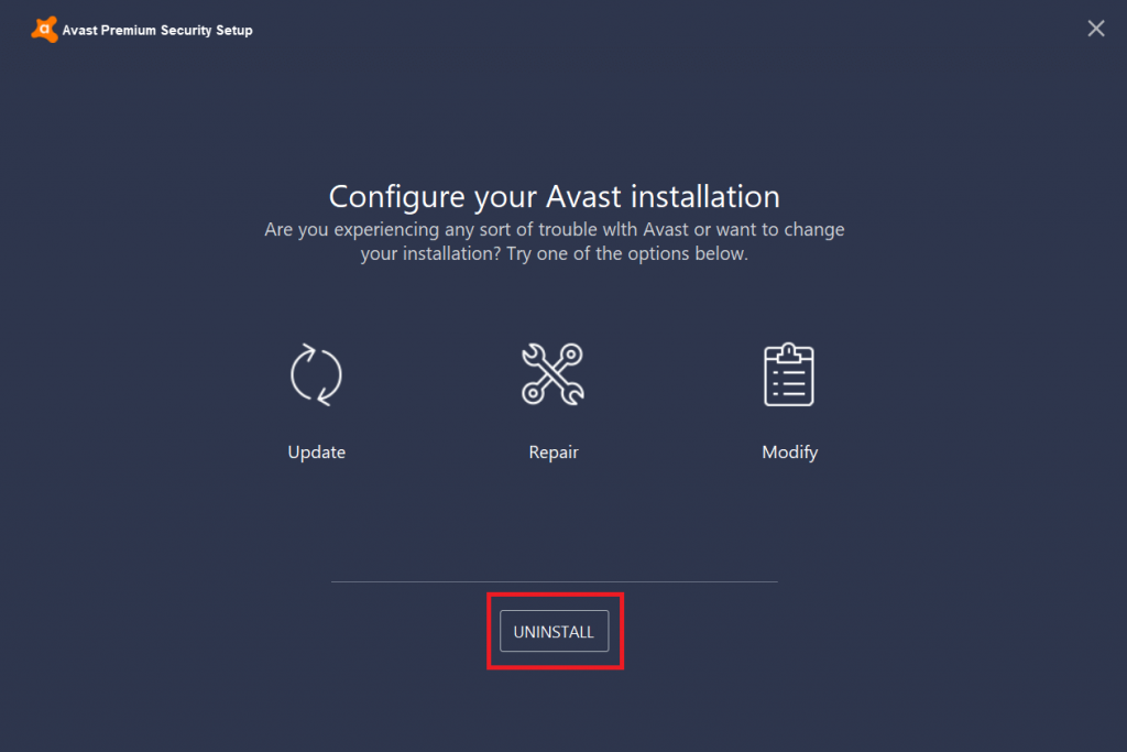 Uninstall Avast on Windows 10