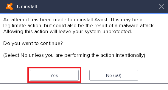 Remove Avast on Windows 10