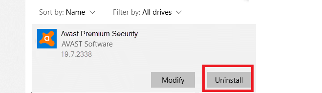 Delete Avast Antivirus