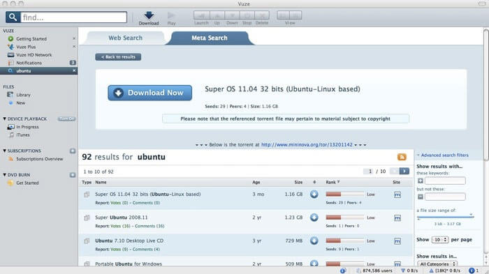 Vuze - Best Torrent Clients for Mac