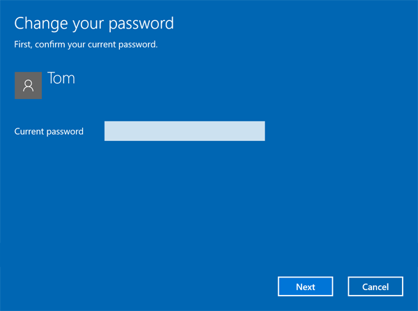 Change Password in Windows 10