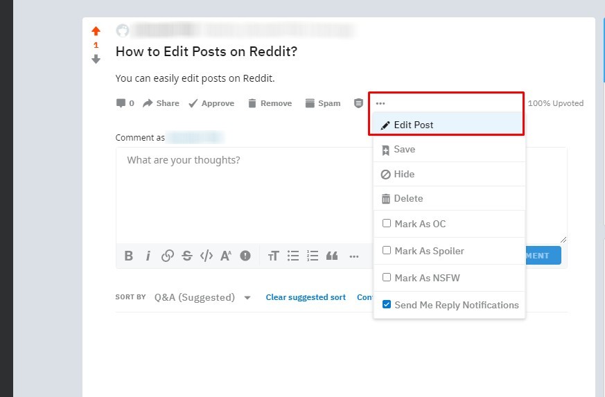 How to Edit Reddit Post