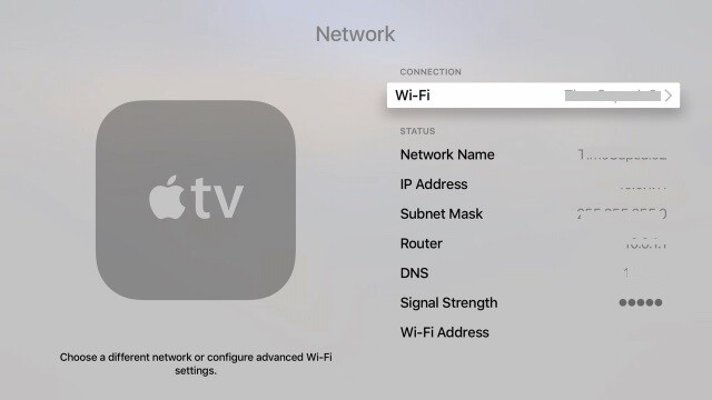 Apple TV Connected to WiFi