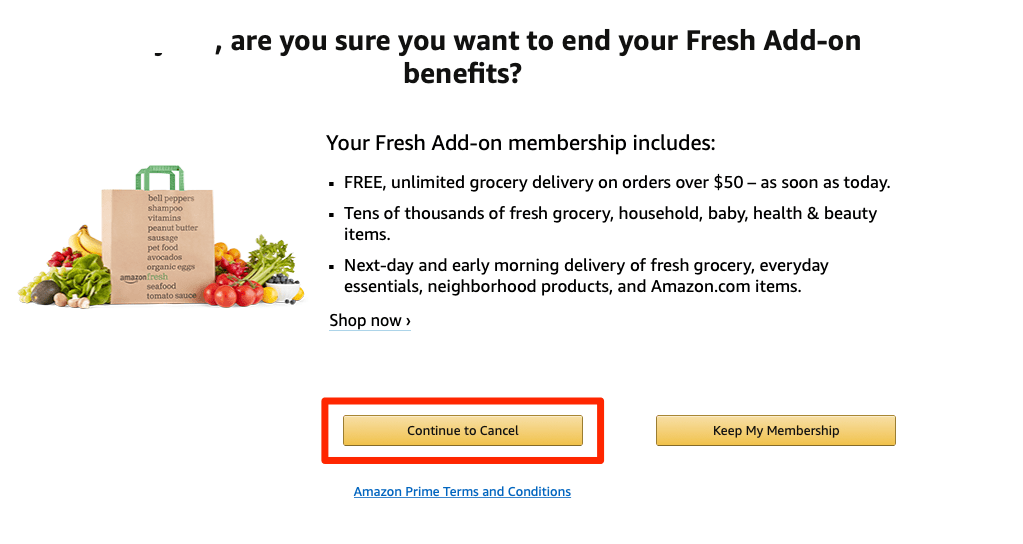 Cancel Amazon Fresh