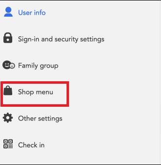 Click Shop Menu