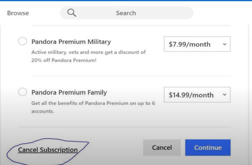 Cancel Pandora Premium Subscription