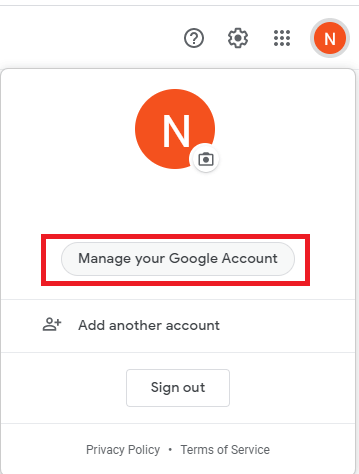 Click on Manage your Google Account