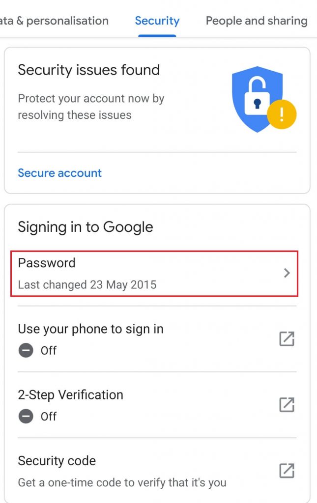 Change Gmail Password