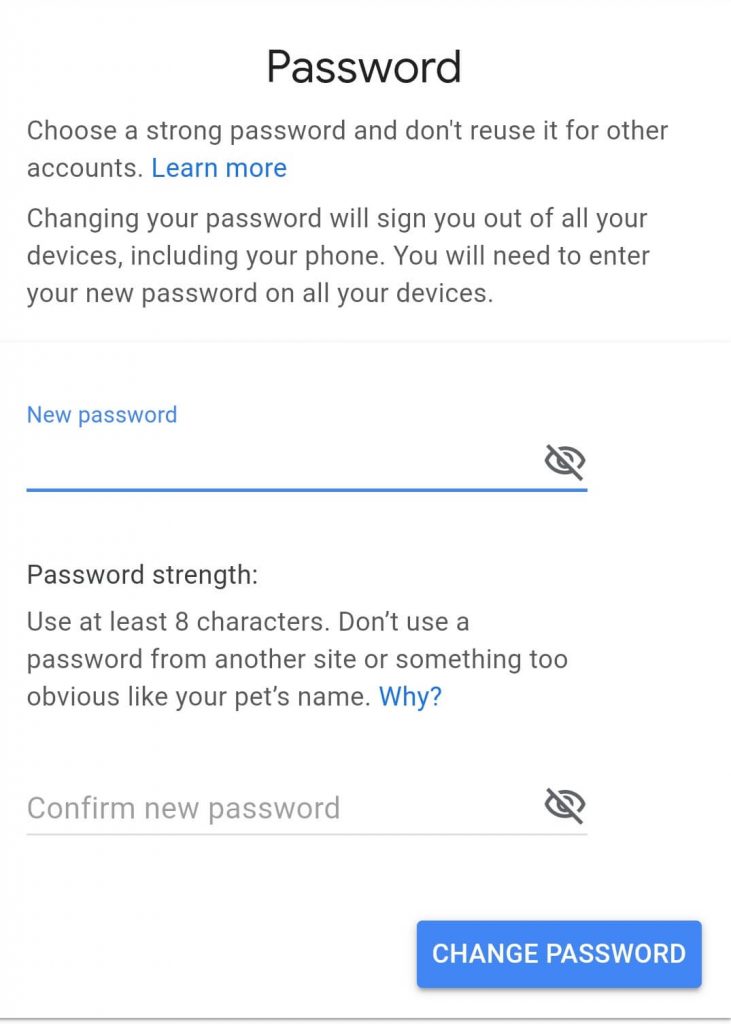 Change Gmail Password